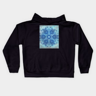 Whimsical lacy blue fractal kaleidoscope Kids Hoodie